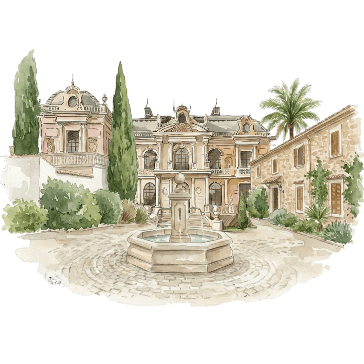 The Residence Tunis, Gammarth — illustration aquarelle